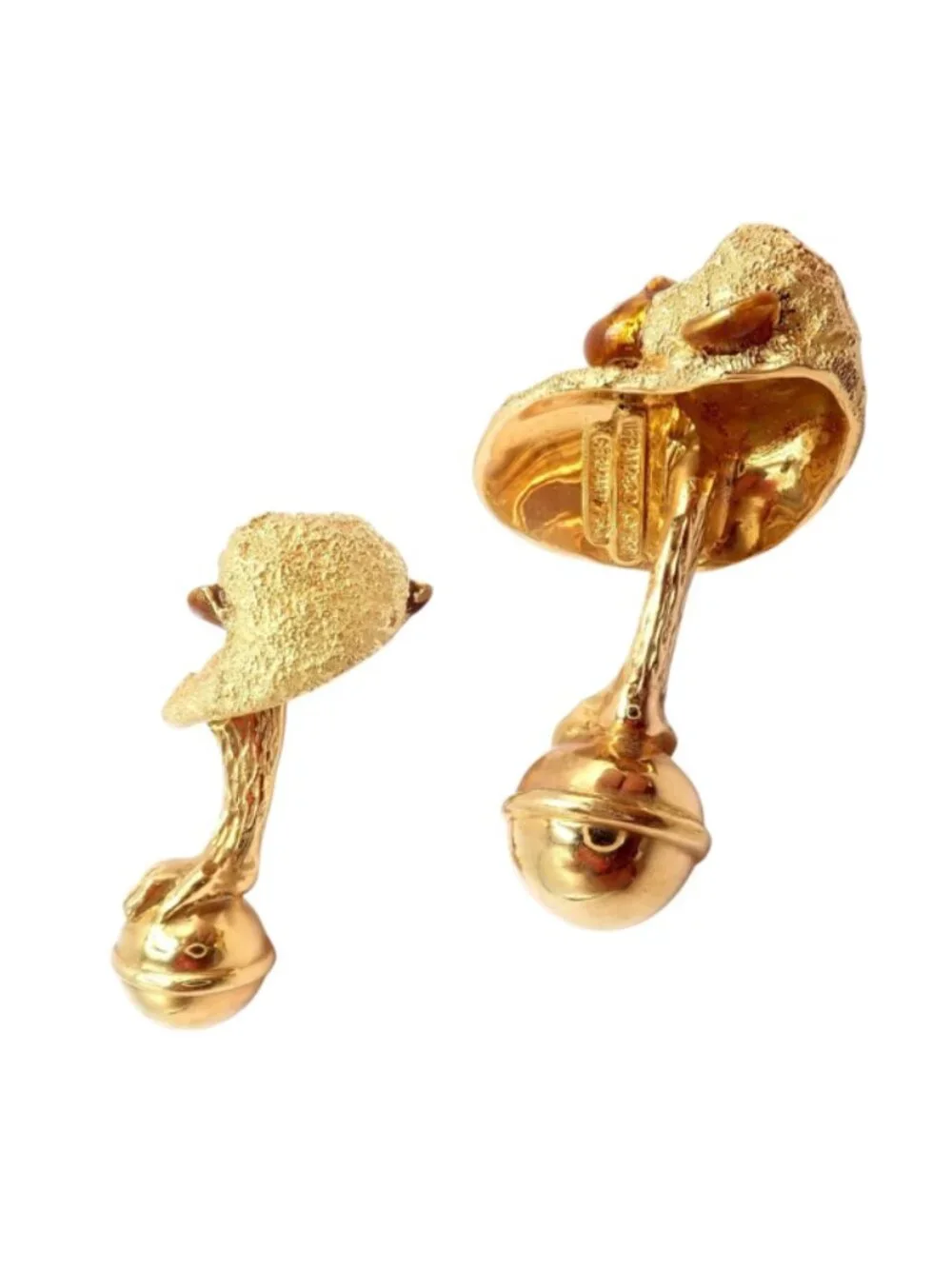 Vintage Tiffany & Co. 18k Yellow Gold Emerald Enamel Monkey Cufflinks 1991